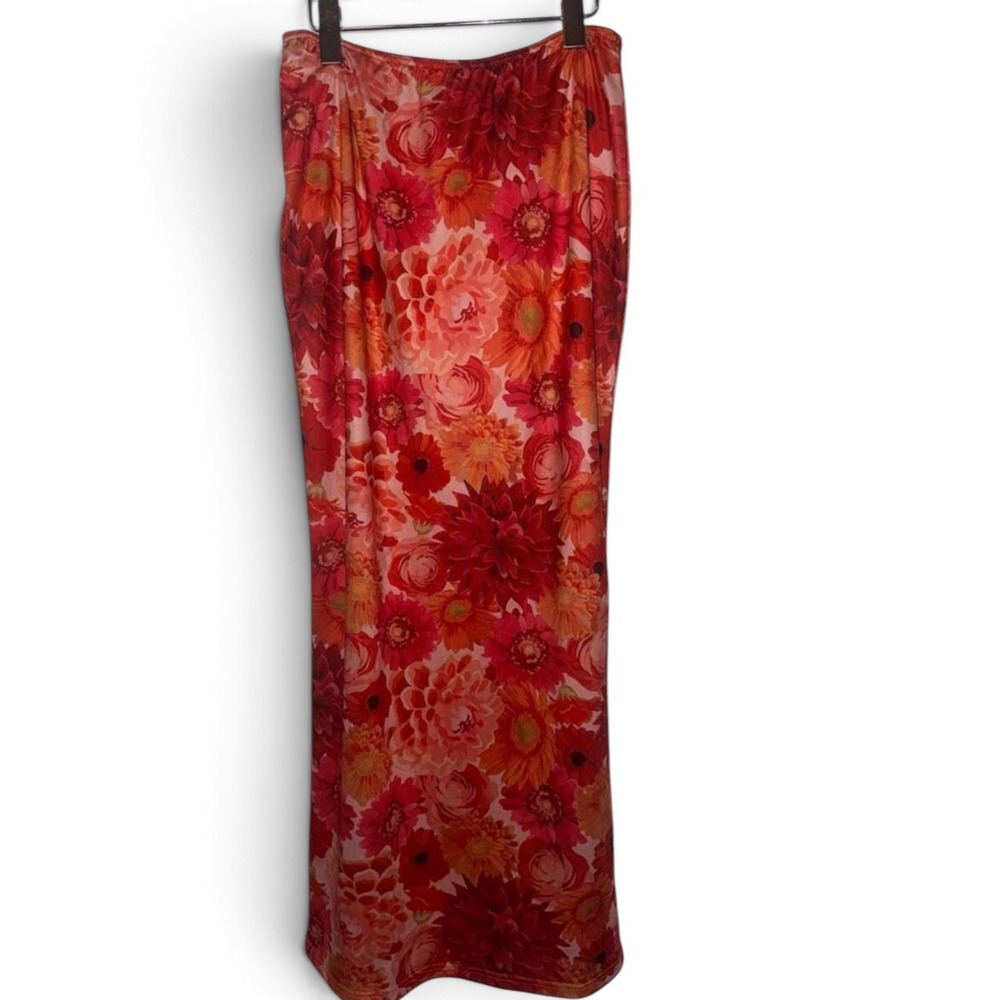 MORE TO COME Floral Maxi Skirt in‎ Sunset Orange festival dopamine